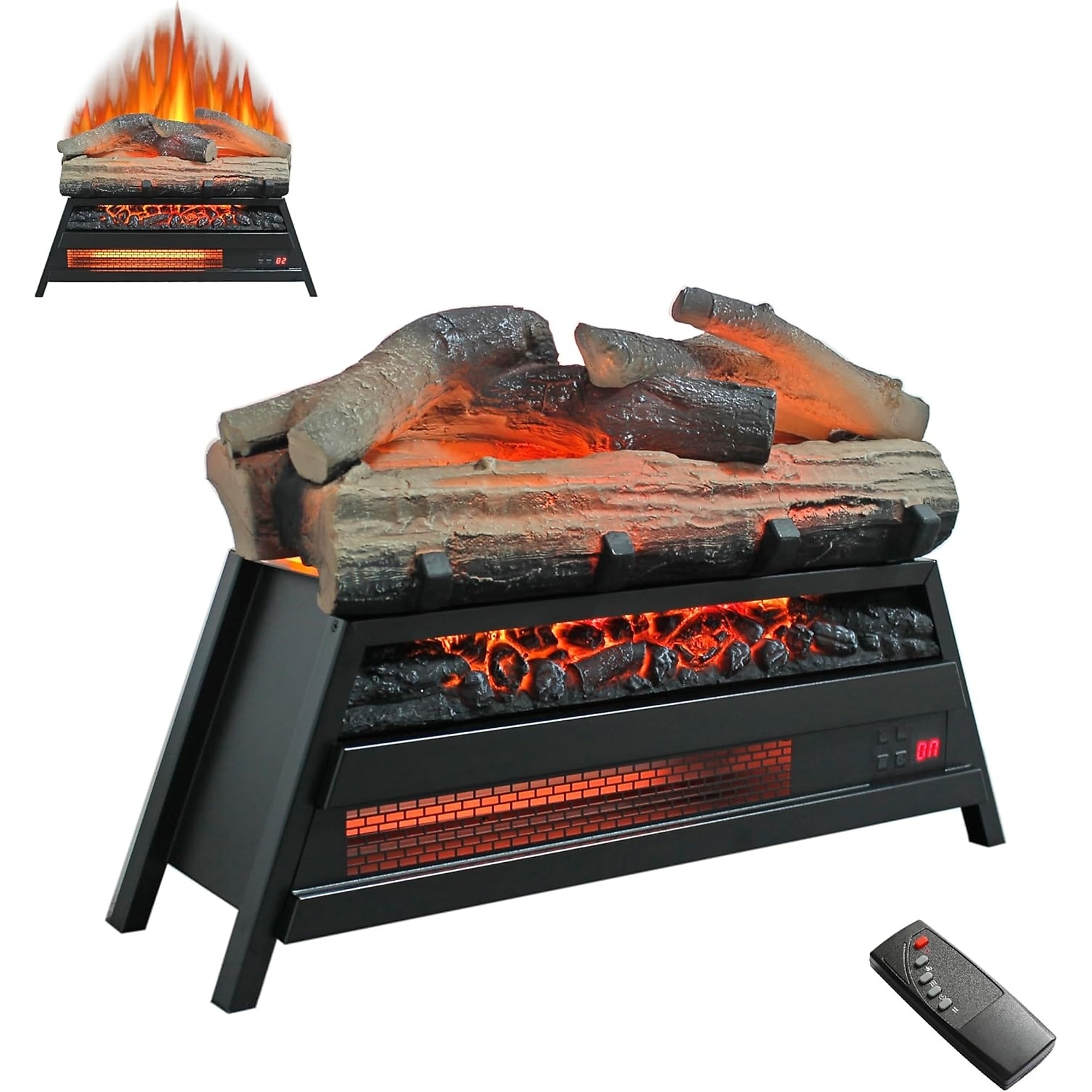 EdenDirect Electric Fireplace Log Set — 22in., Adjustable 4 Flame Brightness, Realistic Flame & Log, Remote, Timer, Thermostat, 1500W, Model# NTEP203960